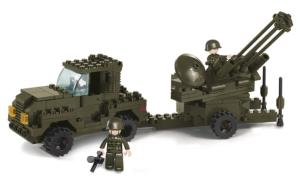 JEU DE CONSTRUCTION COMPATIBLE LEGO SLUBAN ARMY JEEP ET CANON ANTI-AERIEN SOLDAT 