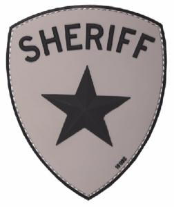 ETOILE DE SHERIFF LAITON 6 BRANCHES GRIS AVEC ATTACHE EPINGLE 