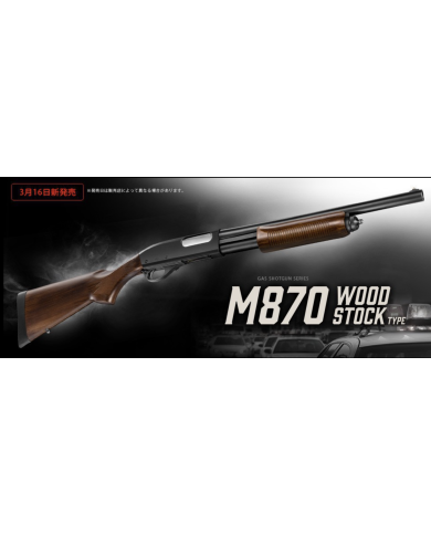 Réplique Fusil à Pompe Airsoft Gaz M870 WOOD STOCK 3/6 billes TOKYO MARUI