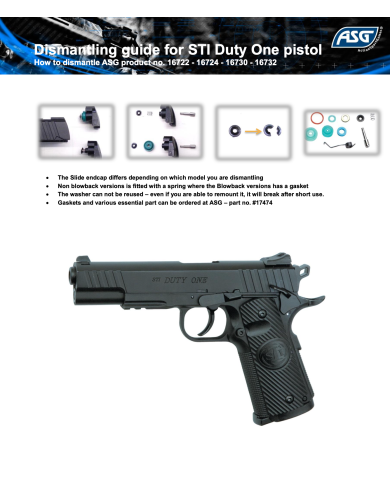 kit de pièces détachées pour CZ et STI Duty séries ASG