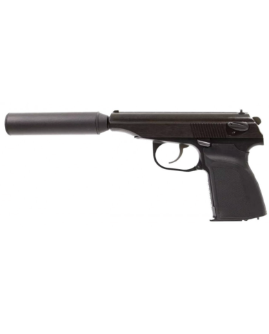 Réplique Pistolet Airsoft Makarov avec silencieux Gbb/Gaz (Noir)  WE
