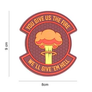 PATCH / ECUSSON 3D PVC YOU GIVE US THE FIRE WE'LL GIVE'EM HELL ROUGE