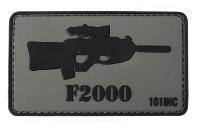 ECUSSON / PATCH 3D PVC SCRATCH FN HERSTAL F2000 FUSIL D'ASSAUT 101 INC GRIS ET NOIR AIRSOFT