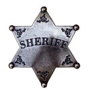 ETOILE DE SHERIFF METAL ARGENT 6 BRANCHES AVEC ATTACHE EPINGLE