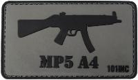 ECUSSON / PATCH 3D PVC SCRATCH PISTOLET MITRAILLEUR MP5 A4 101 INC GRIS ET NOIR AIRSOFT
