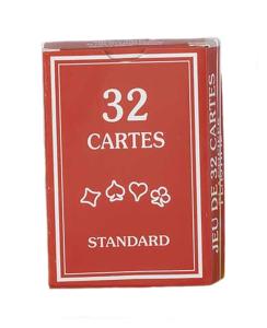 JEU DE 32 CARTES STANDARD PLASTIFIEES 9 X 6 CM