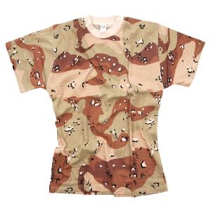 TEE SHIRT CAMOUFLAGE DESERT 6 COULEURS COL ROND ET MANCHES COURTES FOSTEE