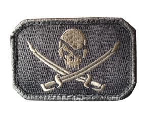 ECUSSON / PATCH RECTANGULAIRE PIRATE SKULL GRIS A SCRATCH MSM