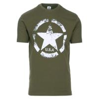 TEE SHIRT VINTAGE VERT MANCHES COURTES AVEC ETOILE ALLIED STAR US ARMY STYLE VINTAGE