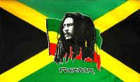 DRAPEAU JAMAICAIN BOB MARLEY FREEDOM 90 CM X 150 CM