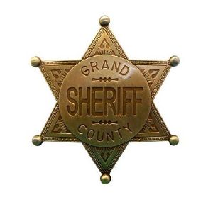 ETOILE DE SHERIFF LAITON 6 BRANCHES AVEC ATTACHE EPINGLE