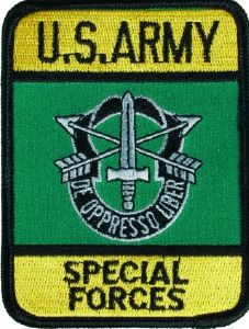 ECUSSON / PATCH TISSU THERMOCOLLANT BRODE US ARMY SPECIAL FORCES / FORCES SPECIALES DES ETAS UNIS