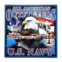 PLAQUE DECORATIVE EN METAL 36 X 36 CM ALL AMERICAN OUTFITTERS US NAVY
