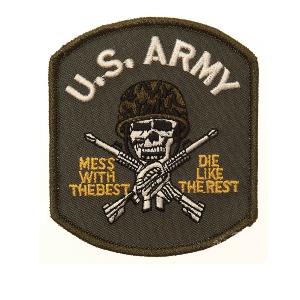 ECUSSON / PATCH BRODE U.S. ARMY SKULL AVEC CASQUE THERMO COLLANT AIRSOFT