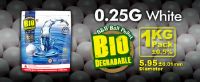 BILLES BIODEGRADABLES BLANCHES G&G ARMAMENT 4000 X 0.25G HAUTE PRECISION EN SACHET